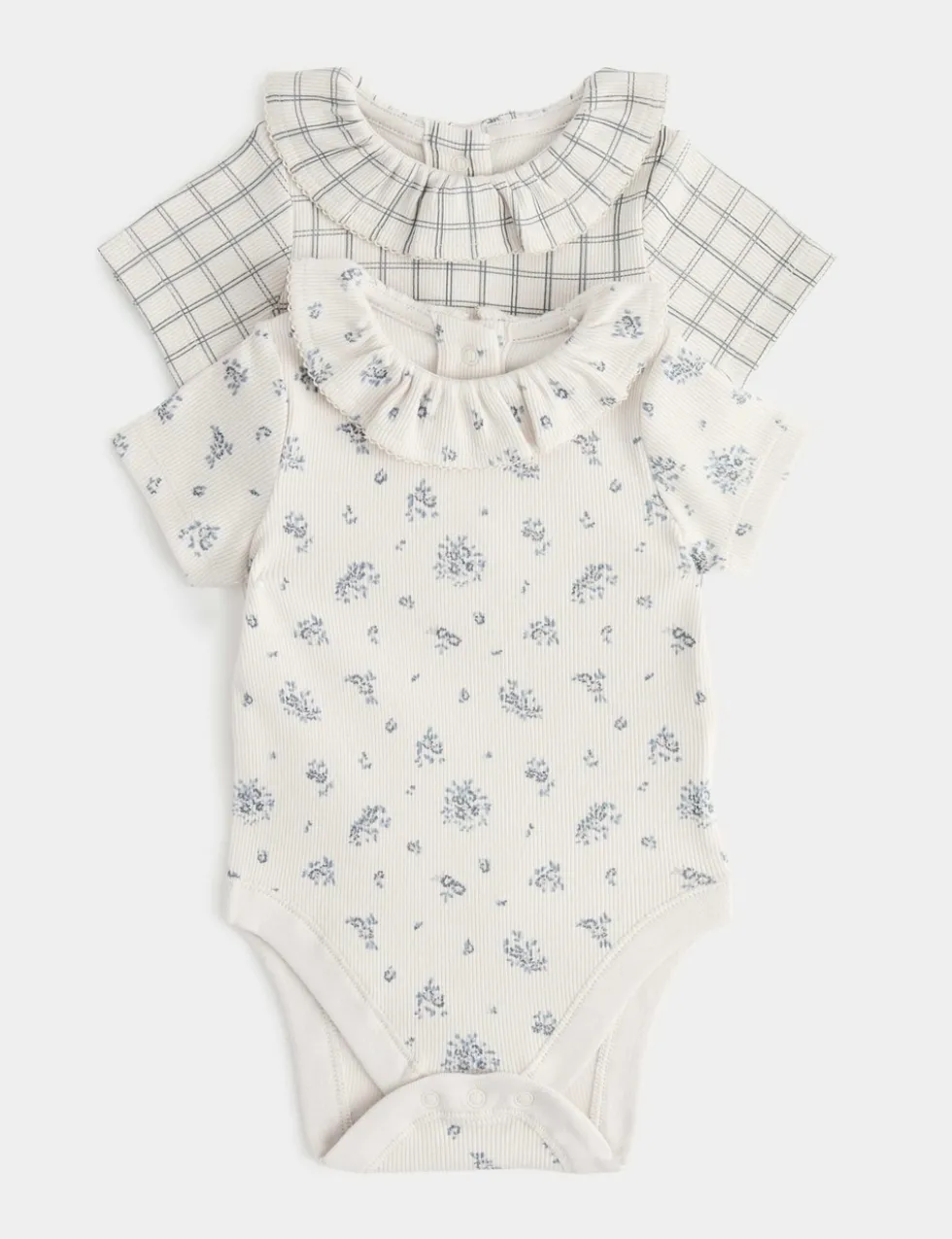 2 Pack Cotton Rich Frilled Bodysuits (7lbs - 12 Mths)