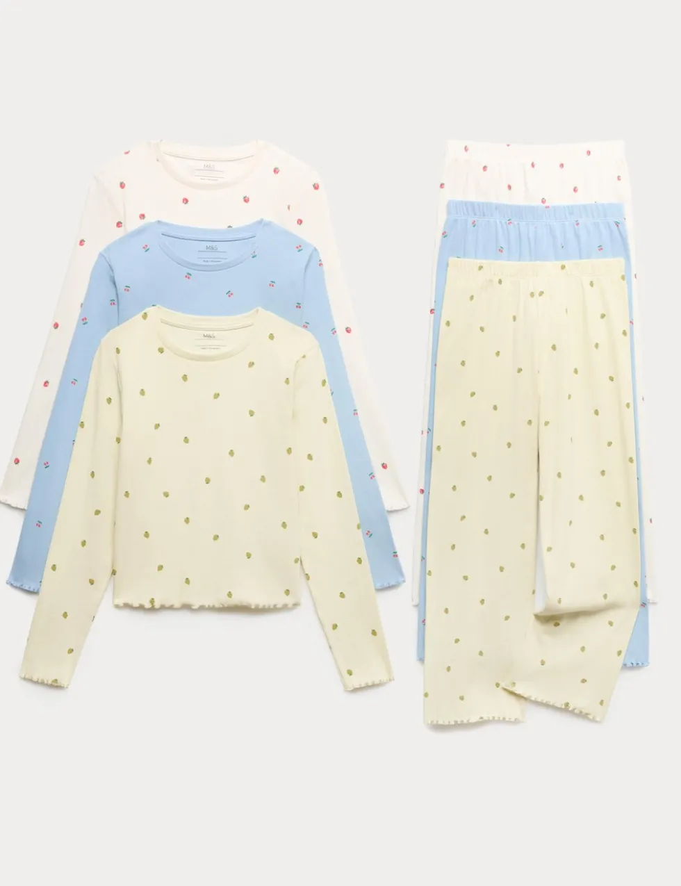 3 Pack Cotton Rich Fruit Print Pyjama Sets (6-16 Yrs)