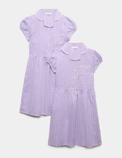 2 Pack Cotton Rich Gingham Dresses (2-14 Yrs)