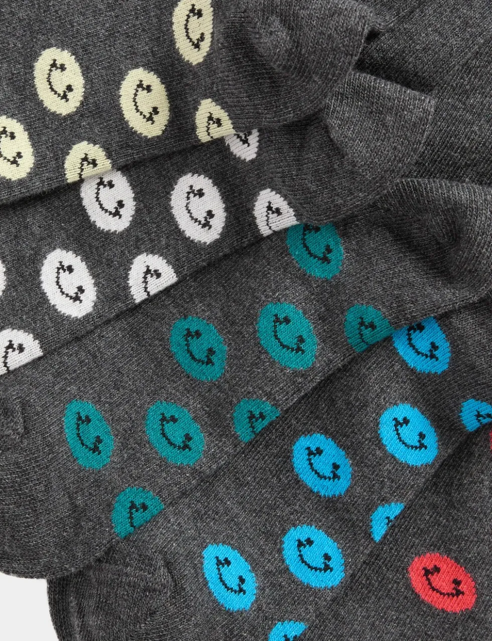 5 Pack Cotton Rich Happy Faces School Socks (6 Small-7 Large)