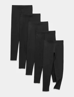 5 Pack Cotton Rich Leggings (6-16 Yrs)