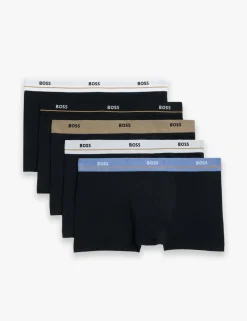 5 Pack Cotton Rich Logo Waistband Trunks