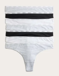 7 Pack Cotton Rich Logo Waistband Thongs
