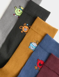 5 Pack Cotton Rich Mr Men Socks