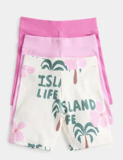 3 Pack Cotton Rich Palm Tree Cycling Shorts (2-8 Yrs)