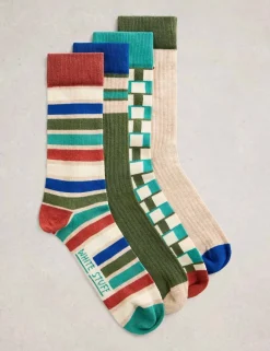4 Pack Cotton Rich Patterned Ankle Socks
