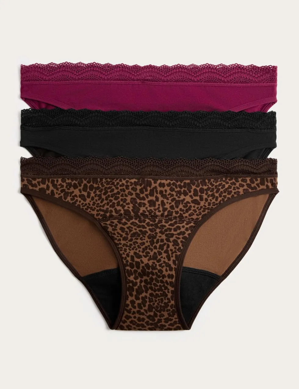 3 Pack Cotton Rich Period Bikini Knickers