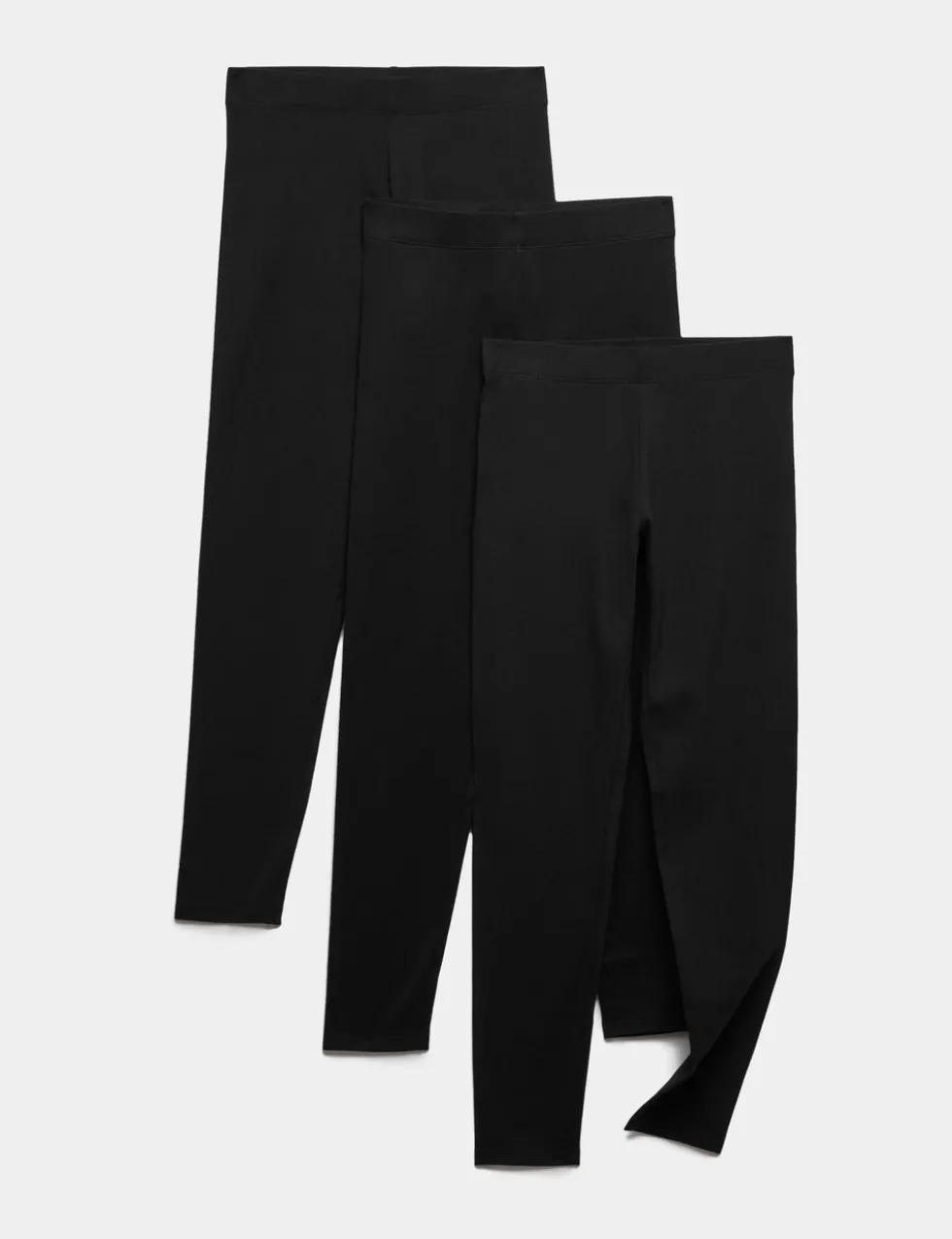 3 Pack Cotton Rich Plain Leggings (6-16 Yrs)