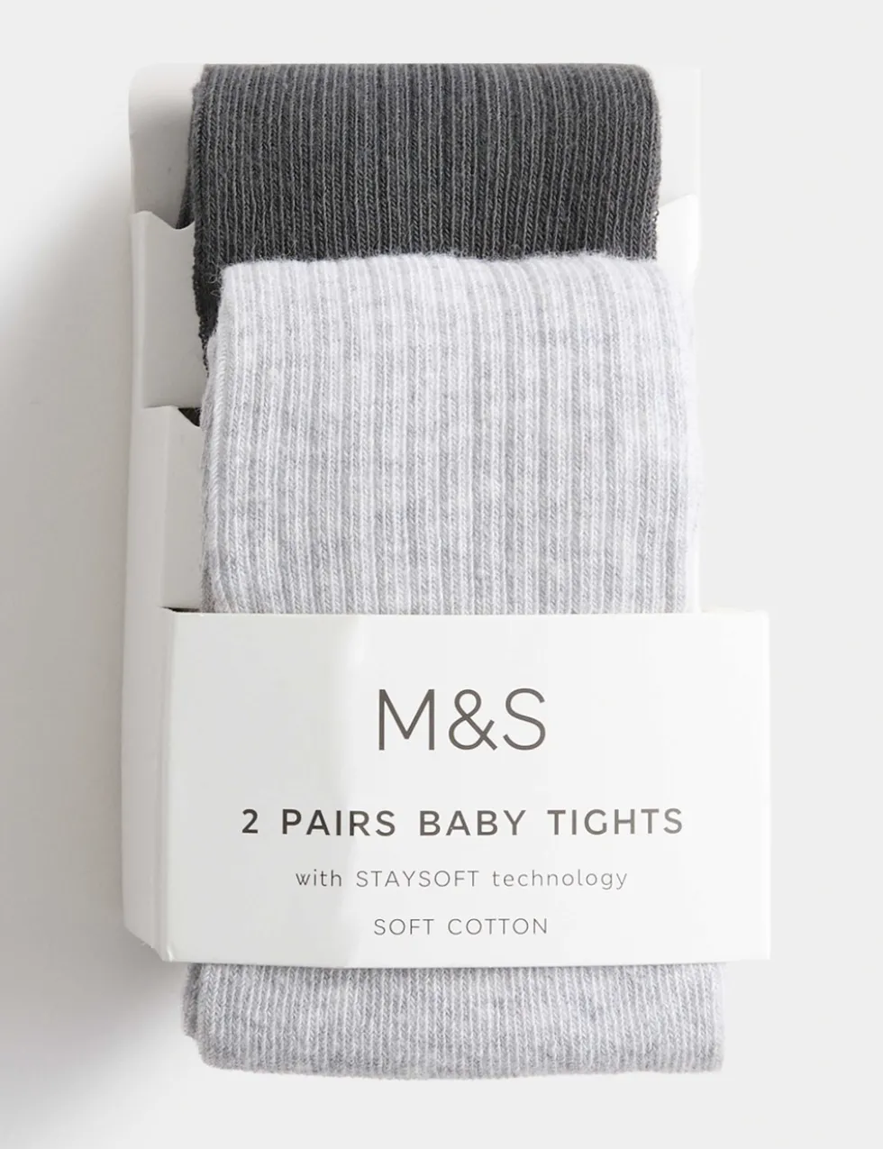2 Pack Cotton Rich Ribbed Tights (0-3 Yrs)