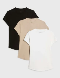3 Pack Cotton Rich Ribbed Fitted Tops