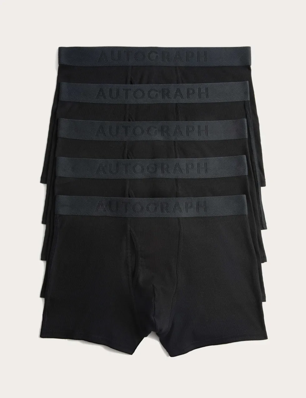 5 Pack Cotton Rich Ribbed Stretch Trunks