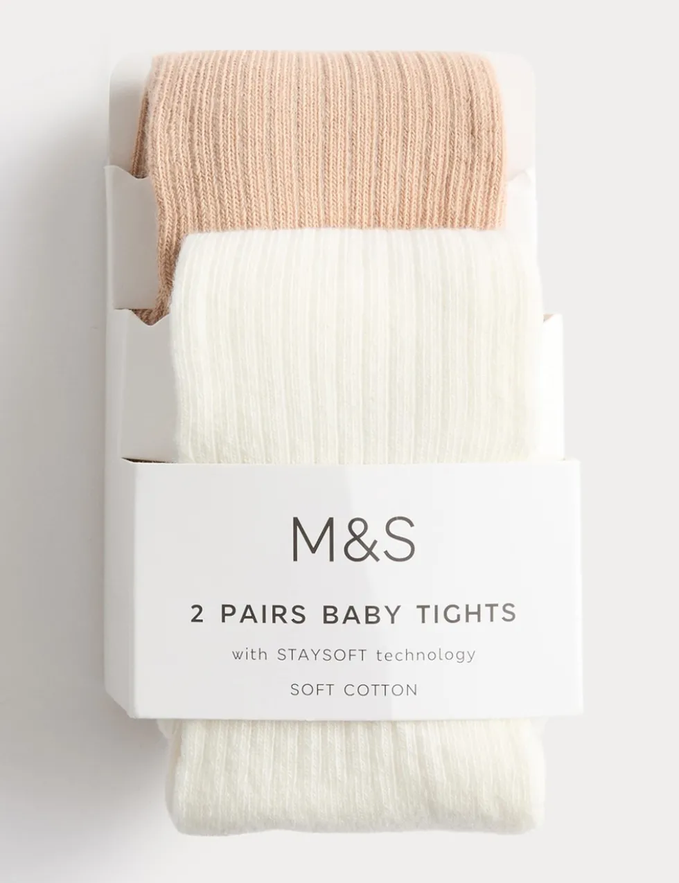 2 Pack Cotton Rich Ribbed Tights (0-3 Yrs)
