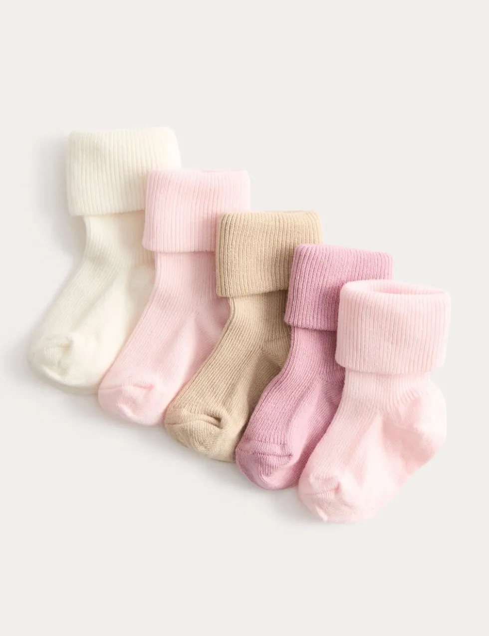5 Pack Cotton Rich Ribbed Baby Socks (0-2 Yrs)