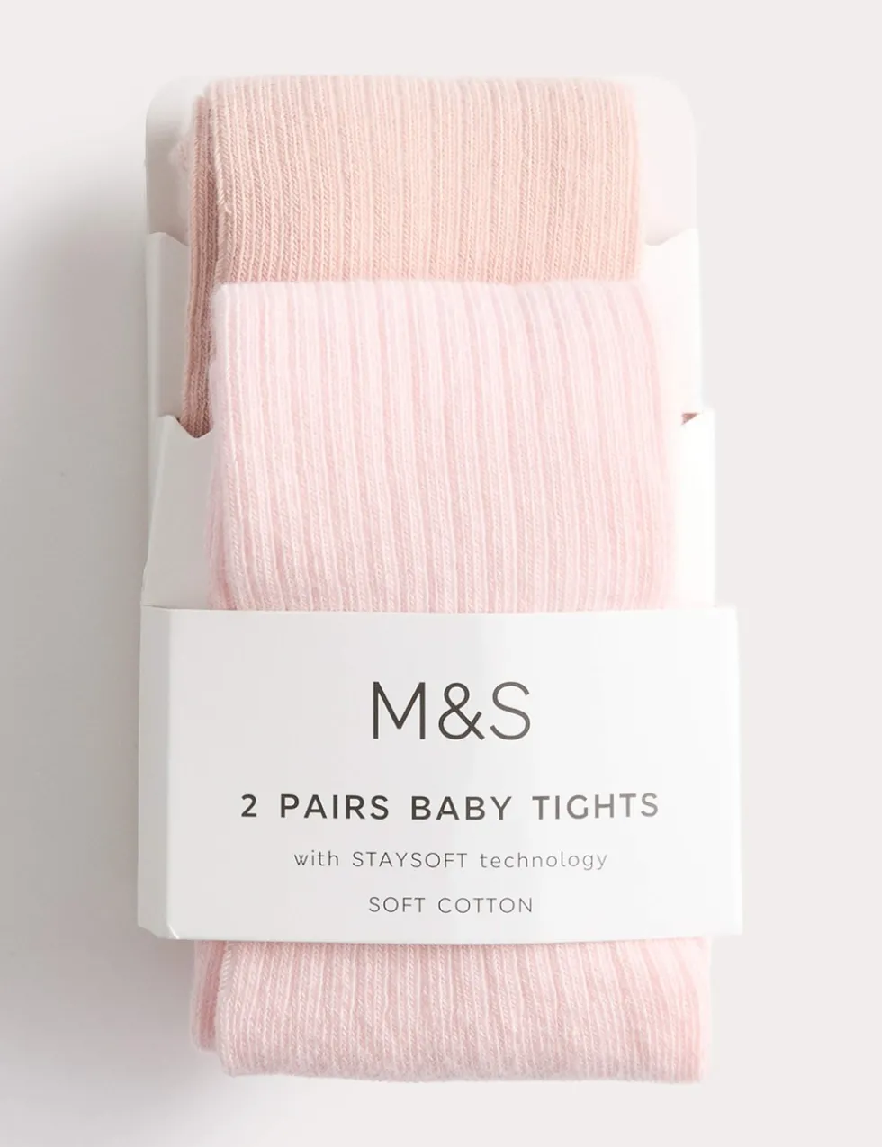 2 Pack Cotton Rich Ribbed Tights (0-3 Yrs)