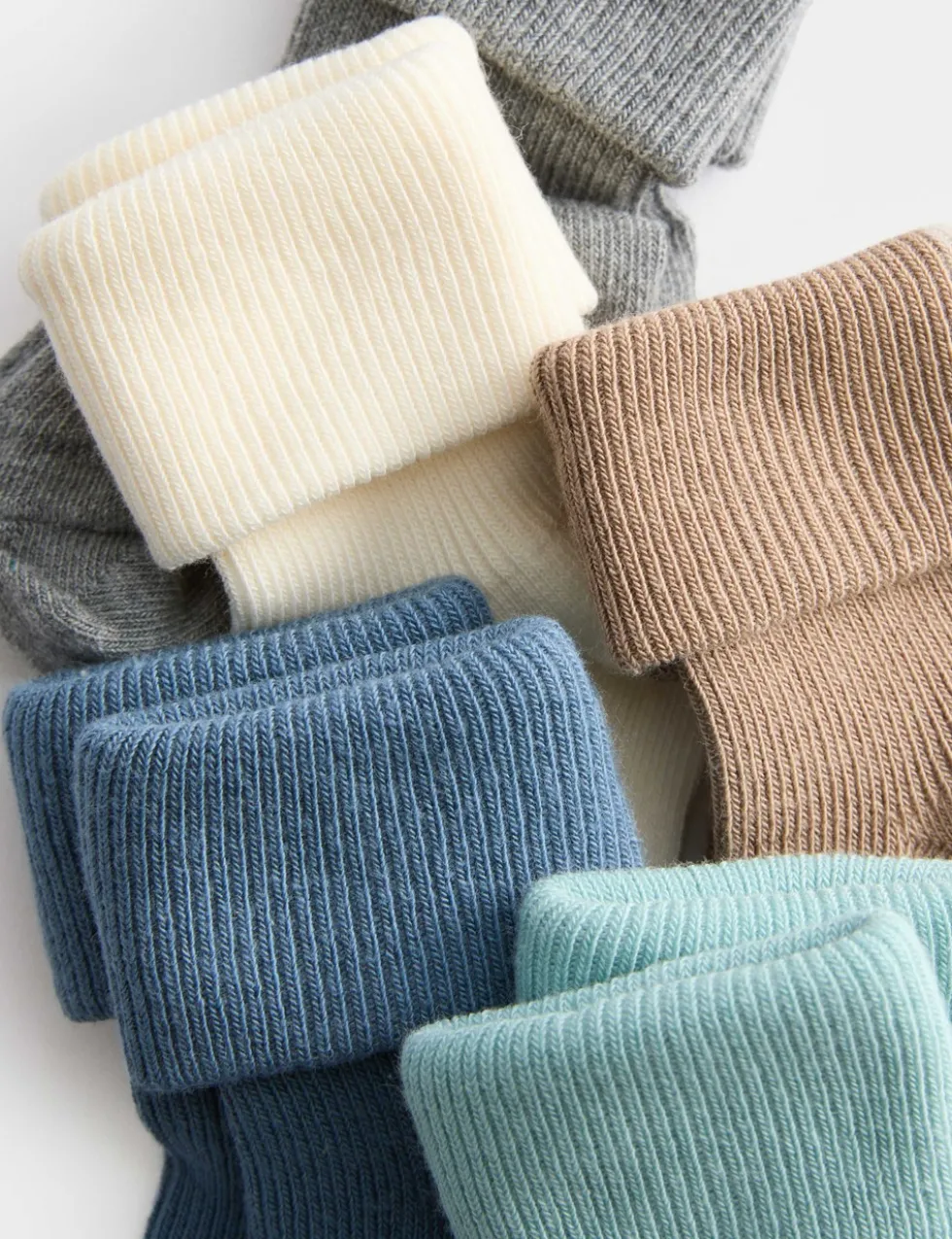 5 Pack Cotton Rich Ribbed Baby Socks (0-2 Yrs)