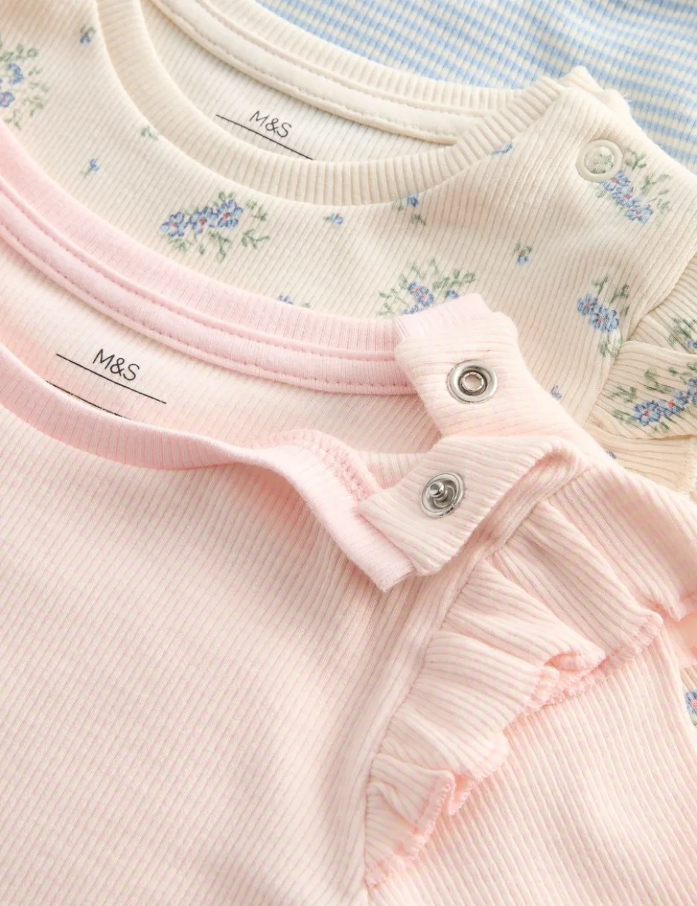 3 Pack Cotton Rich Ribbed Printed Tops (0-5 Yrs)
