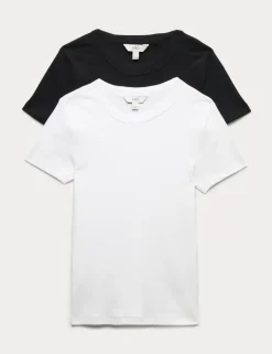 2 Pack Cotton Rich Ribbed T-Shirts