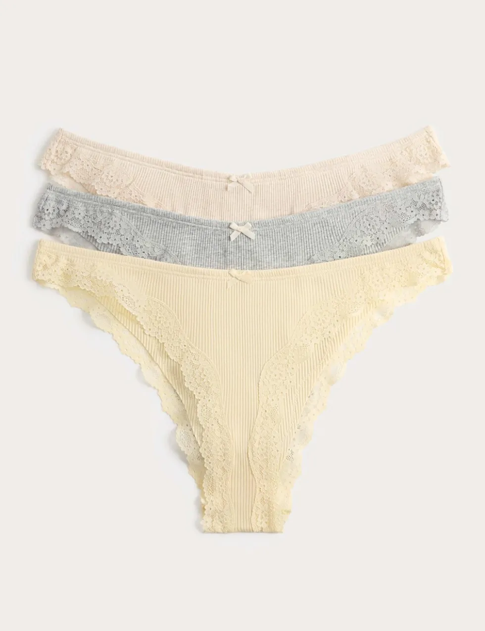 3 Pack Cotton Rich Ribbed Brazilian Knickers