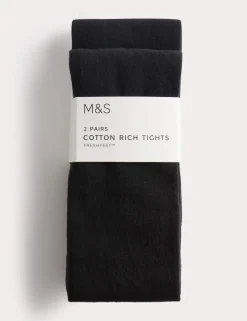 2 Pack Cotton Rich School Tights (2-16 Yrs)