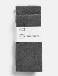 2 Pack Cotton Rich School Tights (2-16 Yrs)