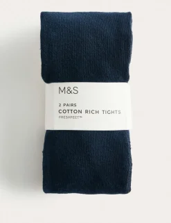 2 Pack Cotton Rich School Tights (2-16 Yrs)