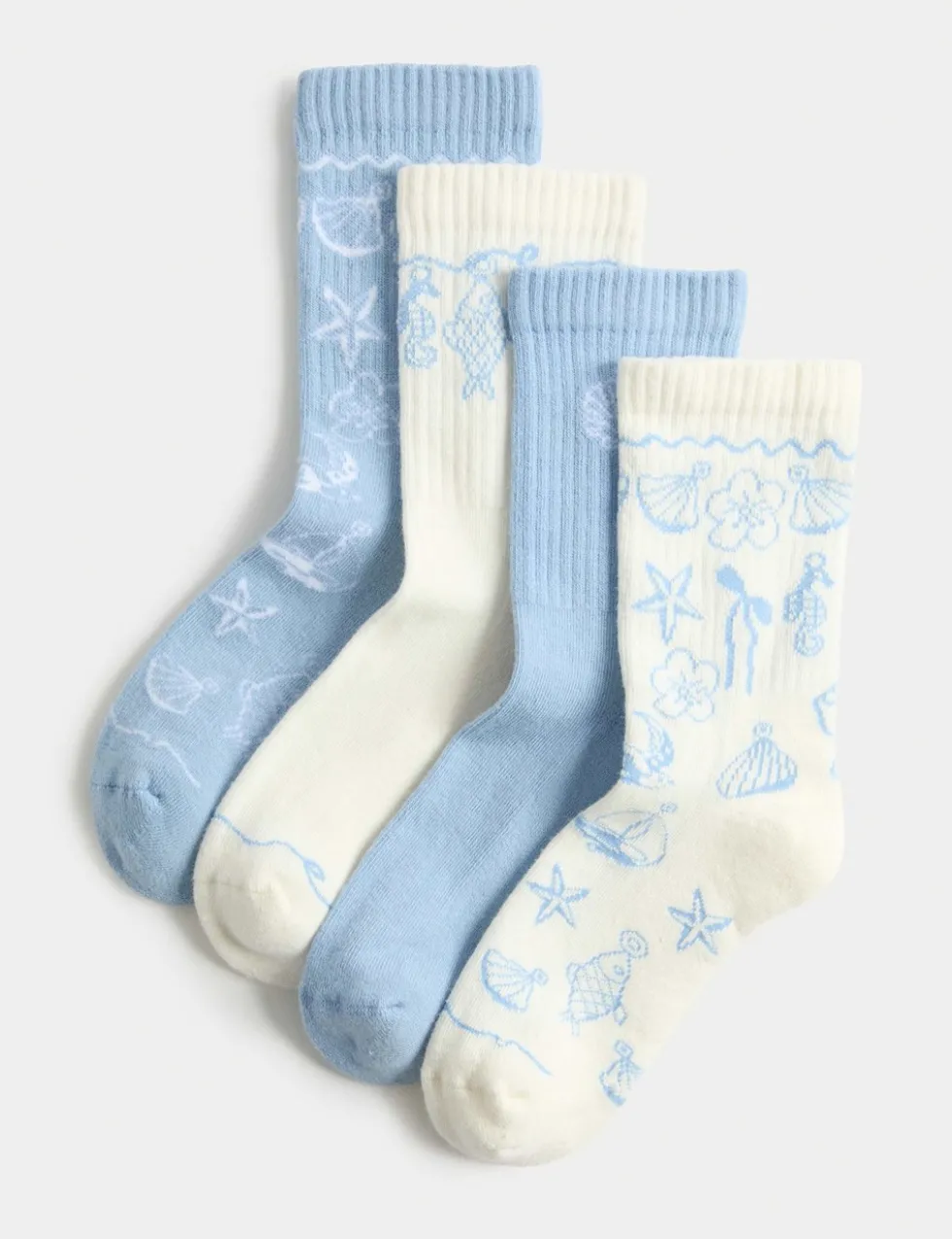 4 Pack Cotton Rich Seashell Socks (6 Small-7 Large)
