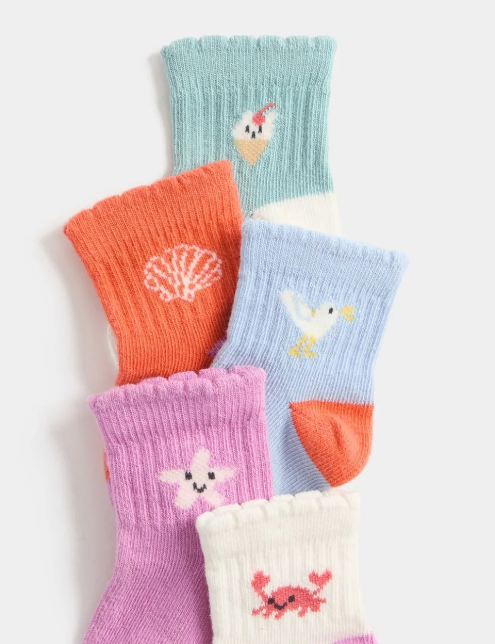 5 Pack Cotton Rich Seaside Baby Socks (0-24 Mths)