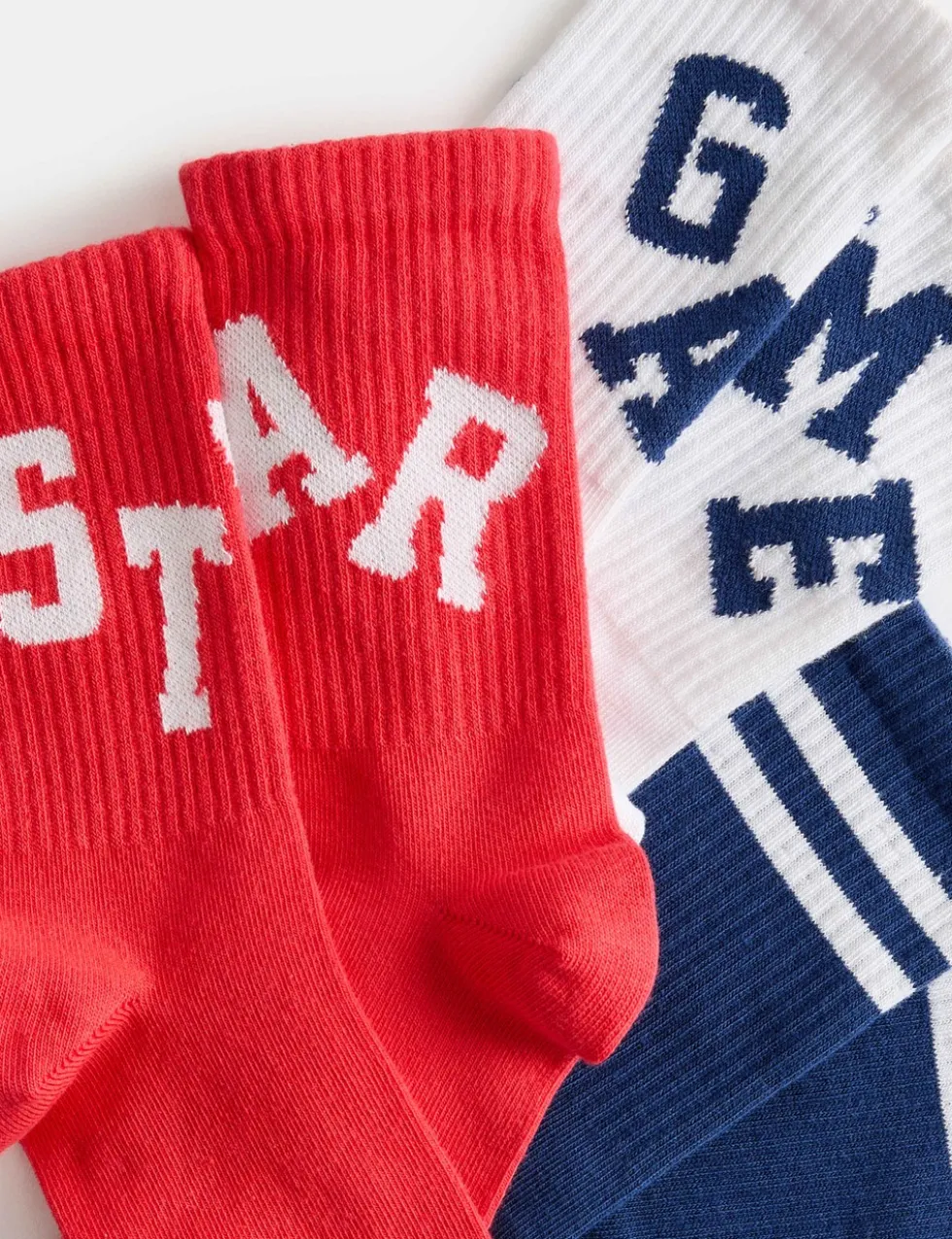 3 Pack Cotton Rich Slogan Ankle Socks (6 Small - 7 Large)