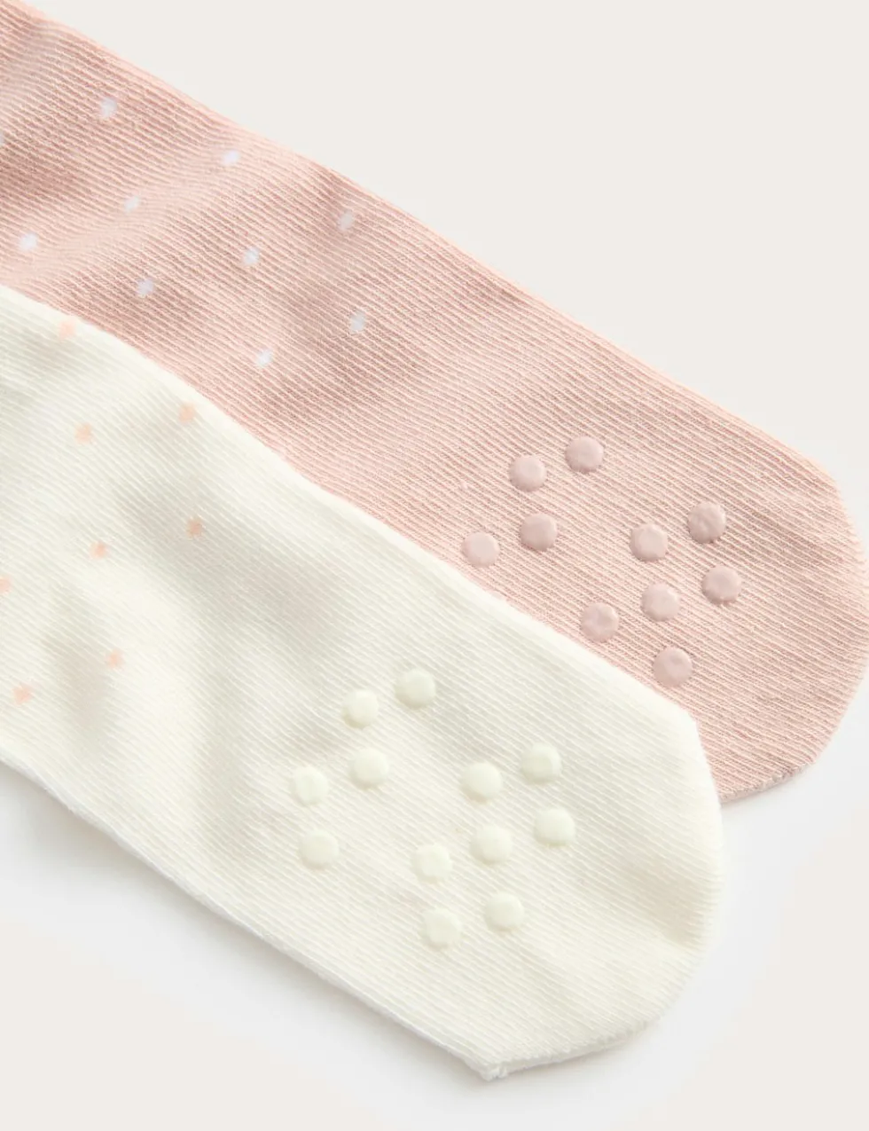 2 Pack Cotton Rich Spotty Gripper Feet Tights (0-3 Yrs)