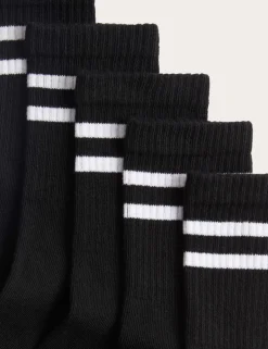 5 Pack Cotton Rich Striped Sports Socks (6 Small-7 Large)