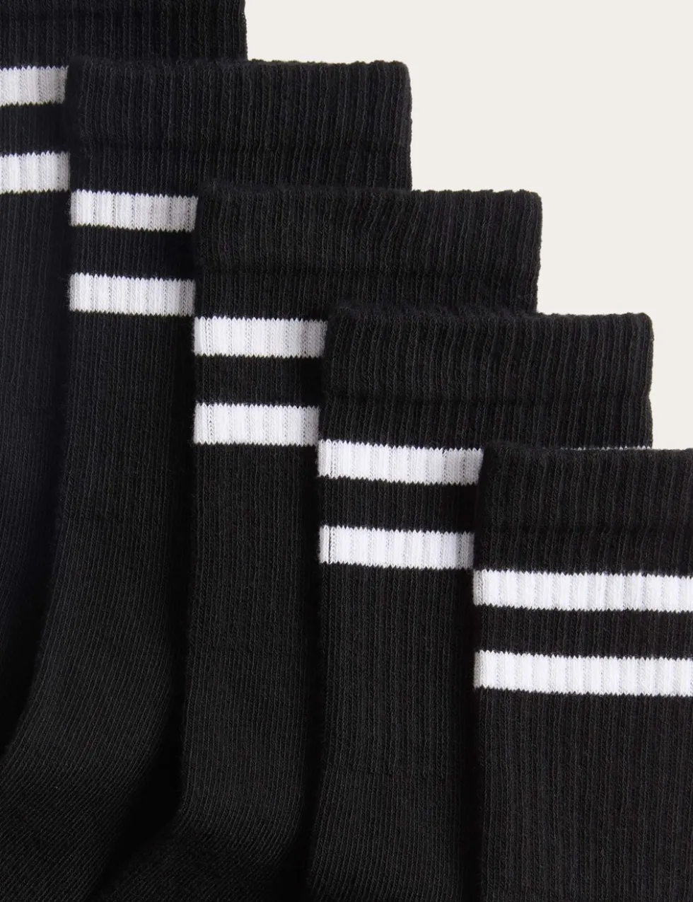 5 Pack Cotton Rich Striped Sports Socks (6 Small-7 Large)
