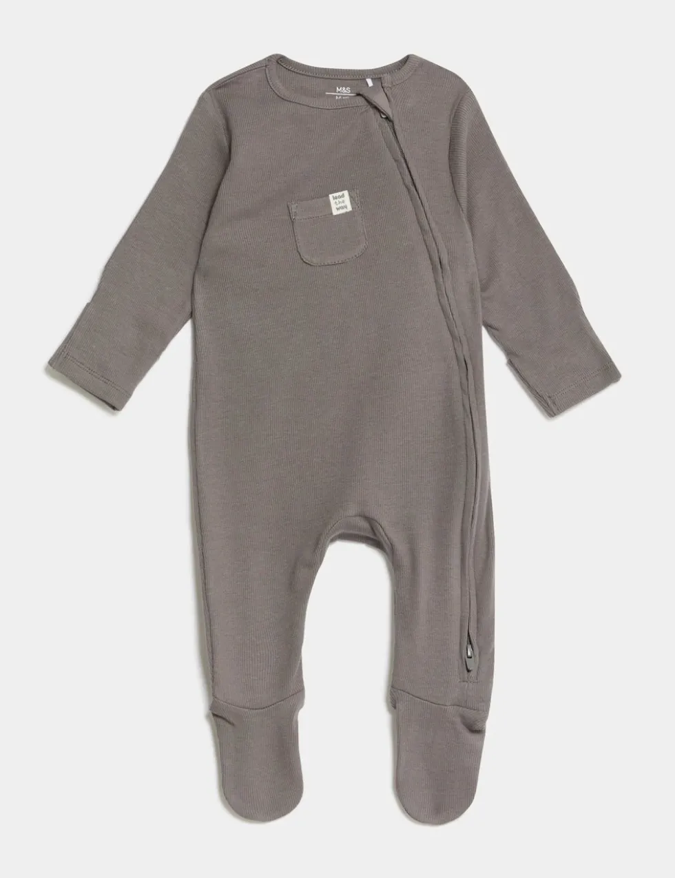 3 Pack Cotton Rich Striped & Plain Sleepsuits (0-3 Yrs)