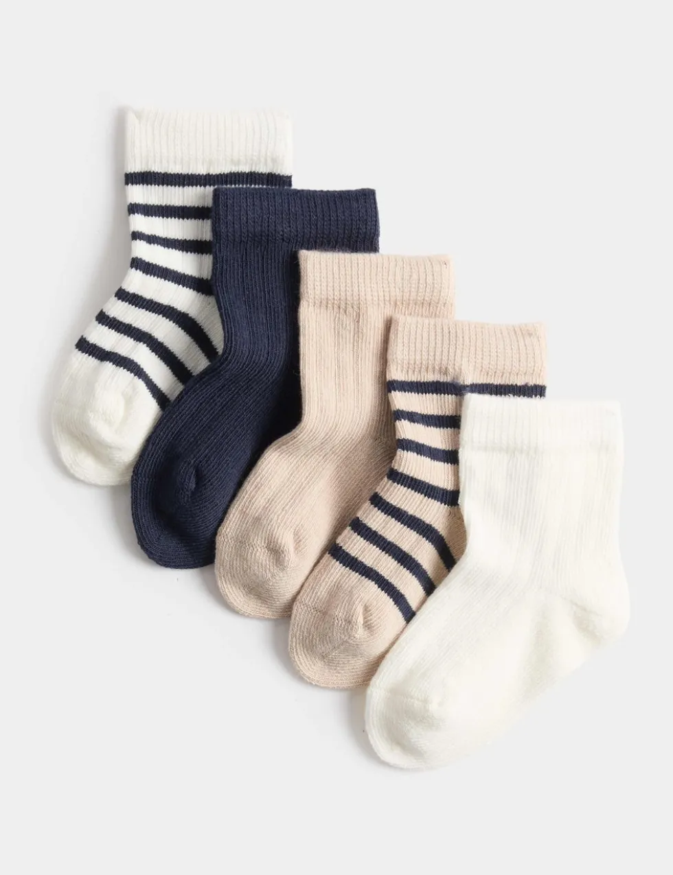5 Pack Cotton Rich Striped Baby Socks (0-24 Mths)