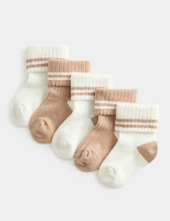 5 Pack Cotton Rich Striped Baby Socks (0-3 Yrs)