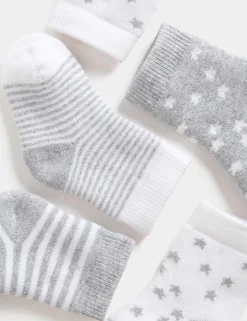 5 Pack Cotton Rich Terry Star Socks (0-2 Yrs)
