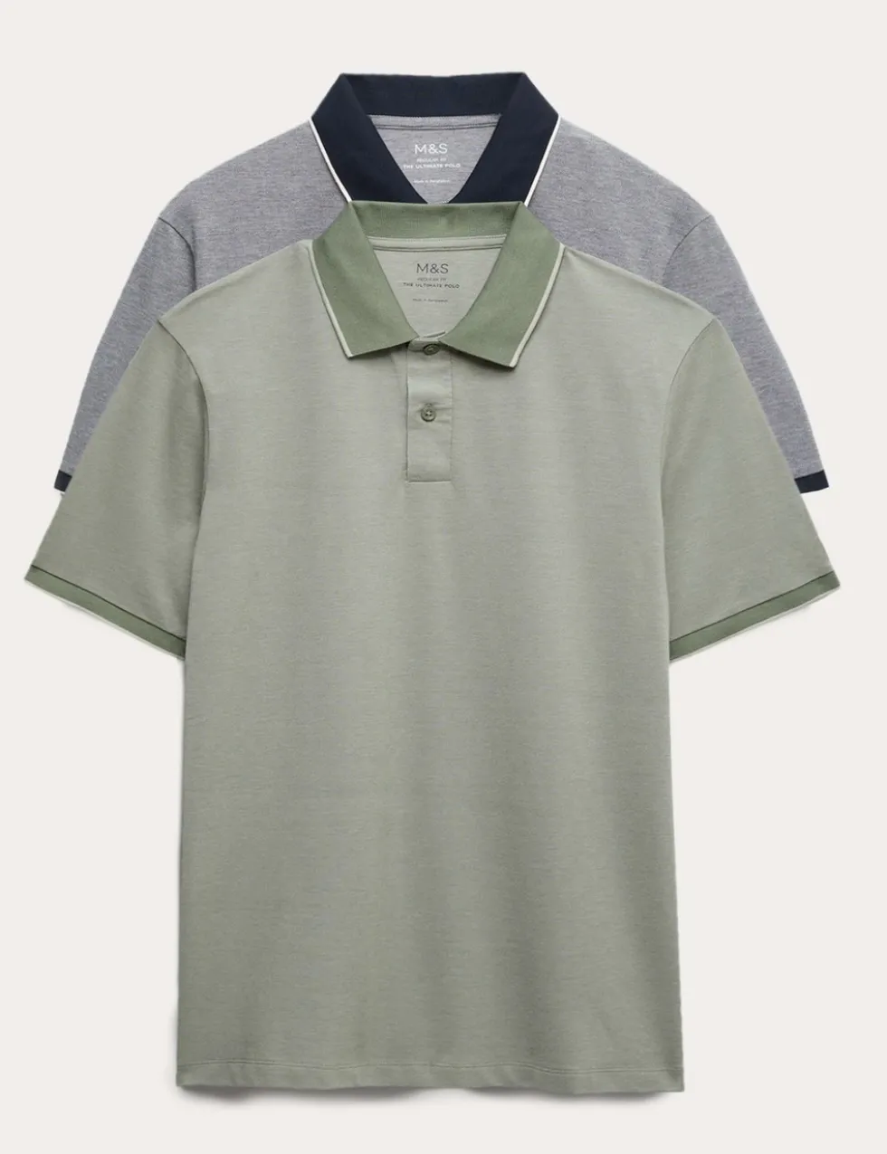 2 Pack Cotton Rich Tipped Polo Shirts