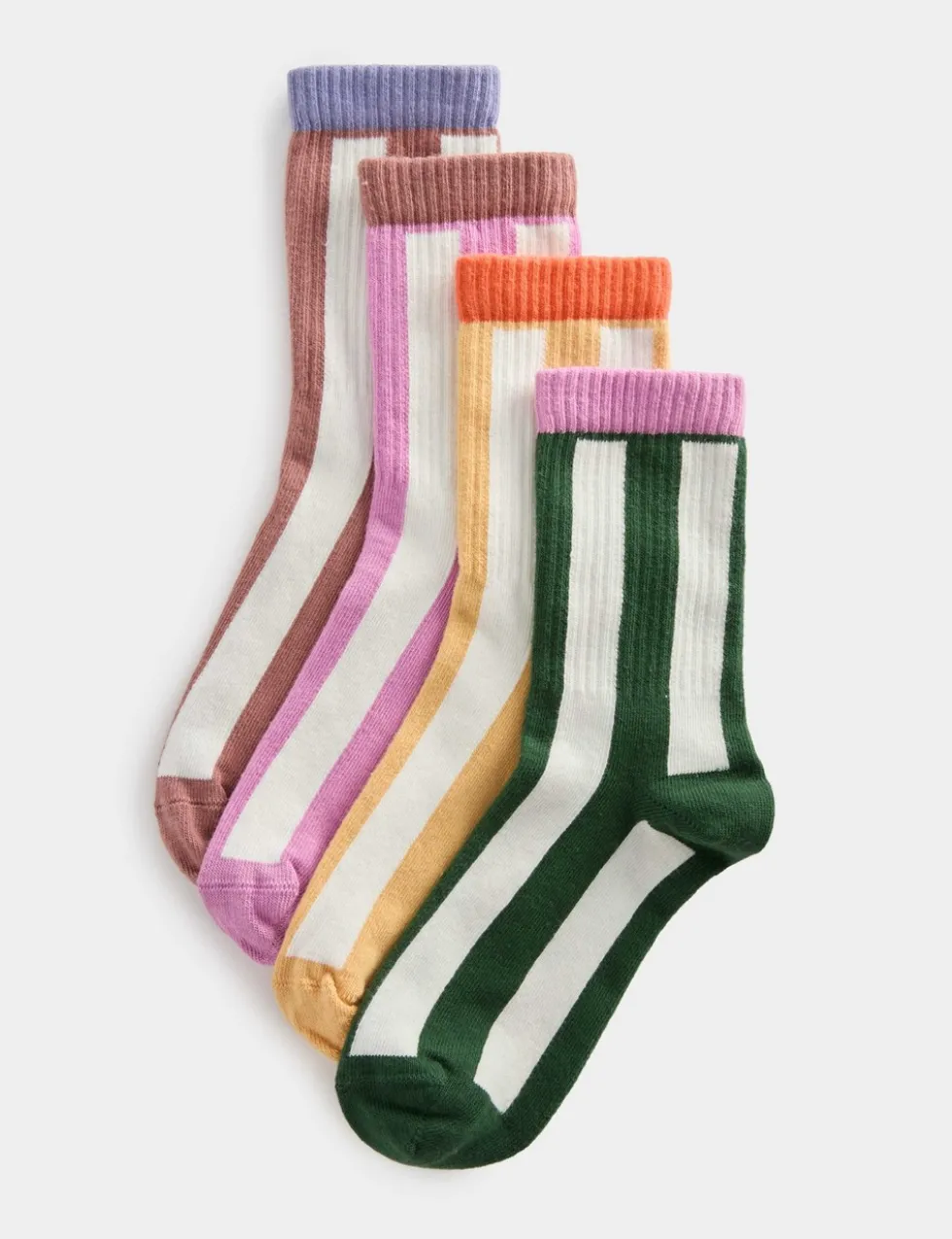 4 Pack Cotton Rich Vertical Stripe Socks (6 Small-7 Large)
