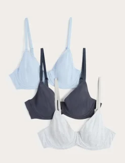 3 Pack Cotton Rich Wired Full Cup Bras (A-E)