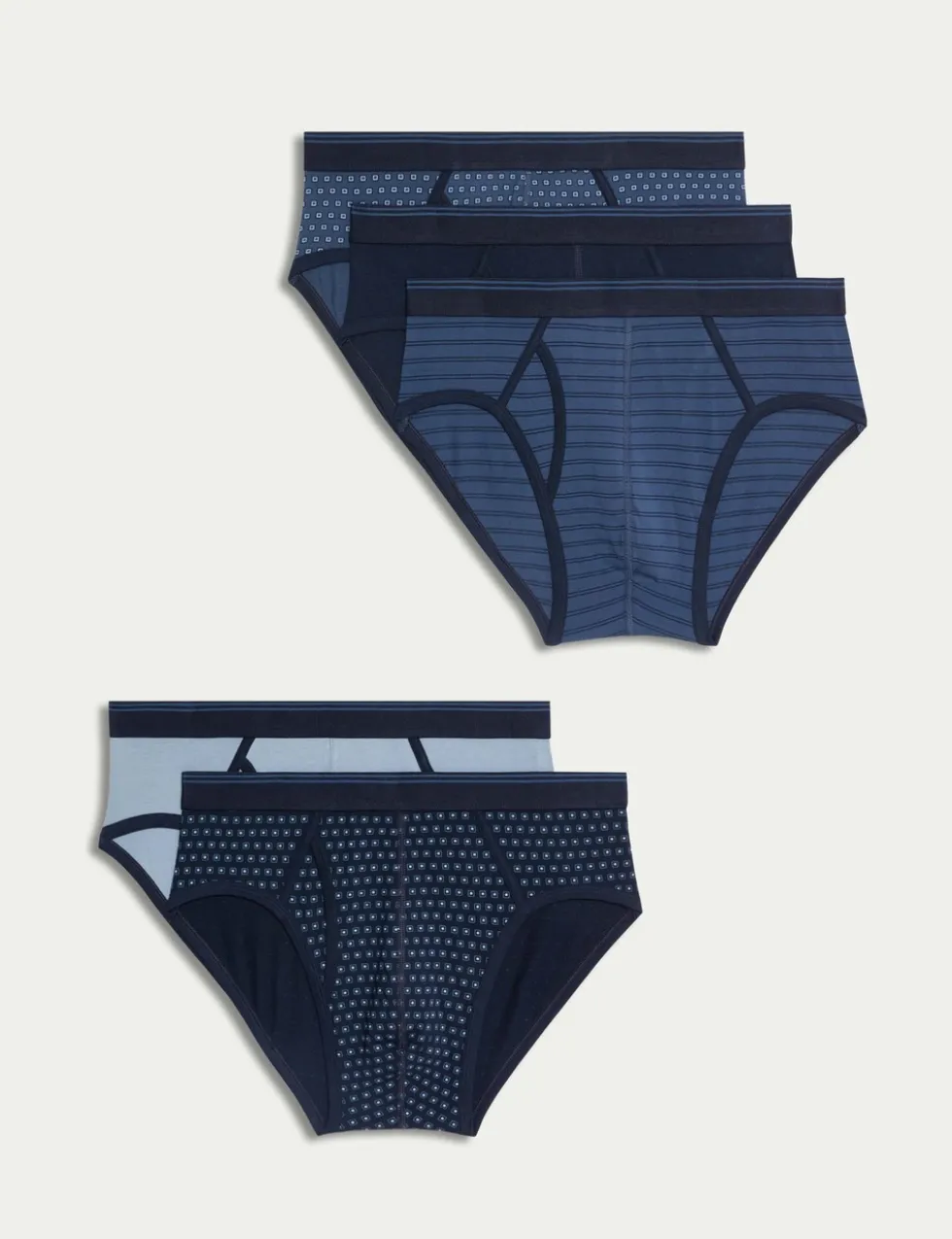 5 Pack Cotton Stretch Assorted Pattern Briefs