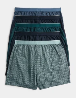 5 Pack Cotton Stretch Geometric Boxers