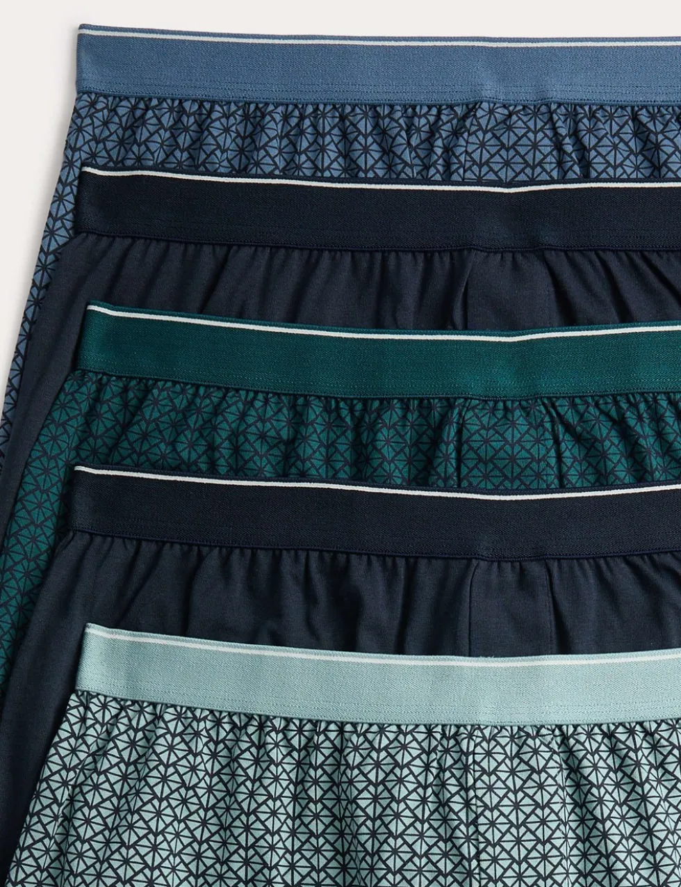 5 Pack Cotton Stretch Geometric Boxers