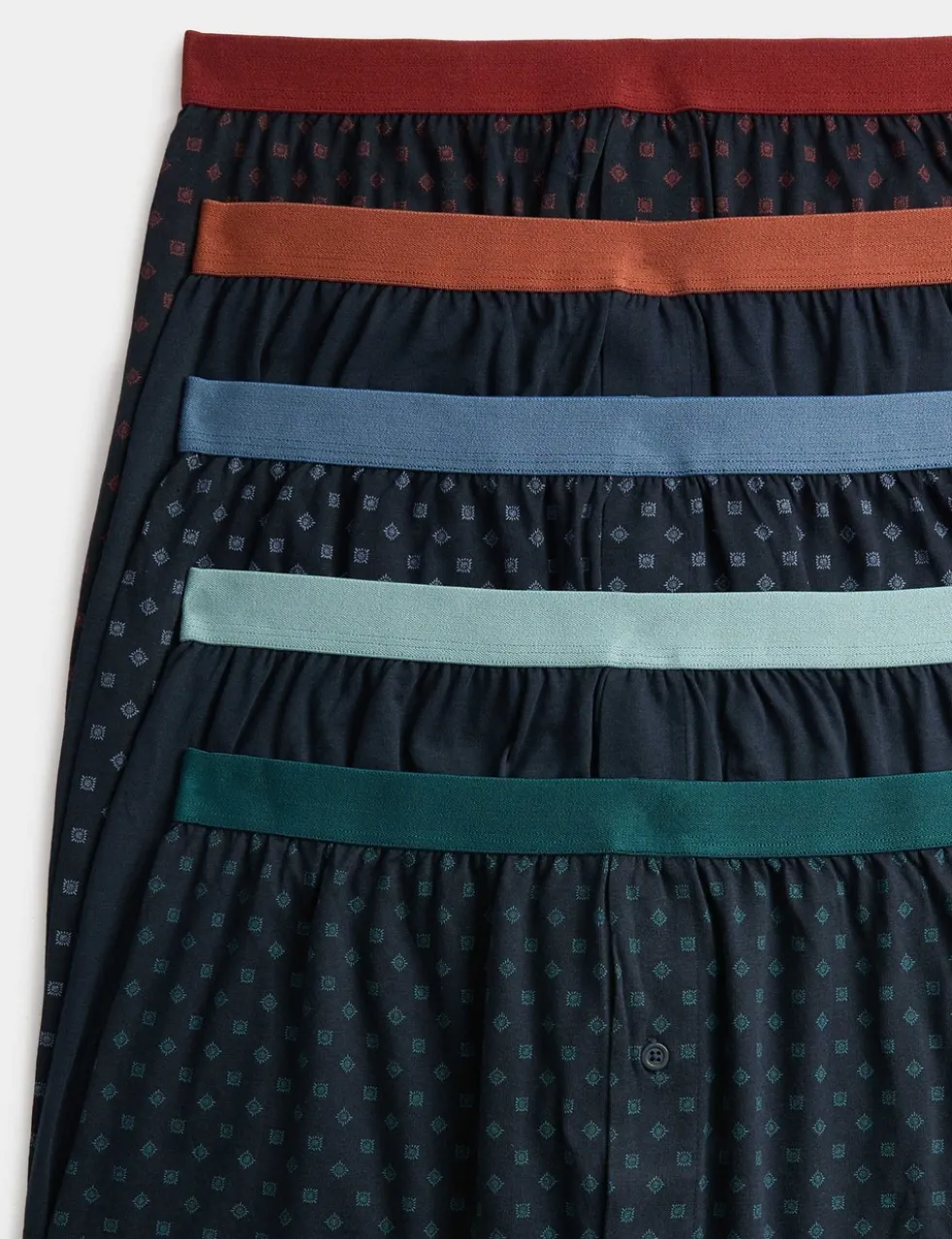 5 Pack Cotton Stretch Geometric Boxers