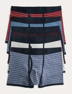 5 Pack Cotton Stretch Striped Trunks