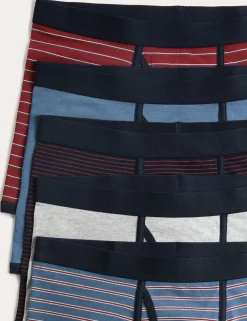 5 Pack Cotton Stretch Striped Trunks