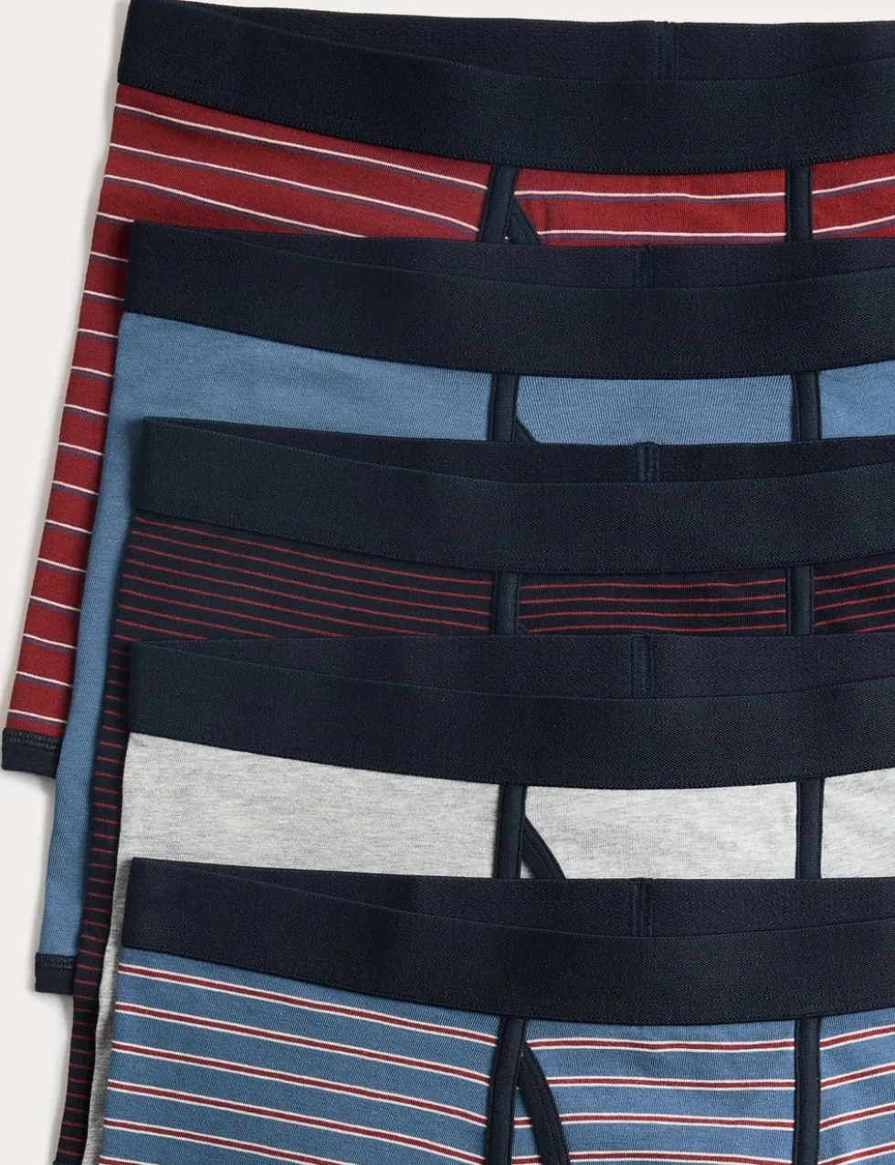 5 Pack Cotton Stretch Striped Trunks