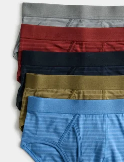 5 Pack Cotton Stretch Striped Briefs