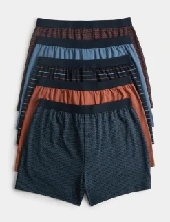 5 Pack Cotton Stretch Striped Boxers