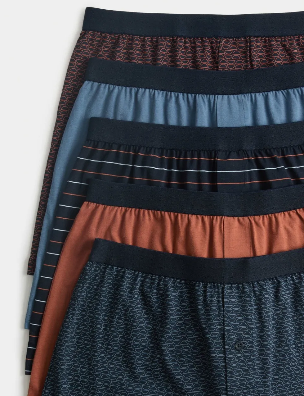 5 Pack Cotton Stretch Striped Boxers