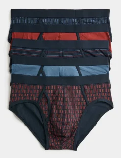 5 Pack Cotton Stretch Tile Print Hipsters