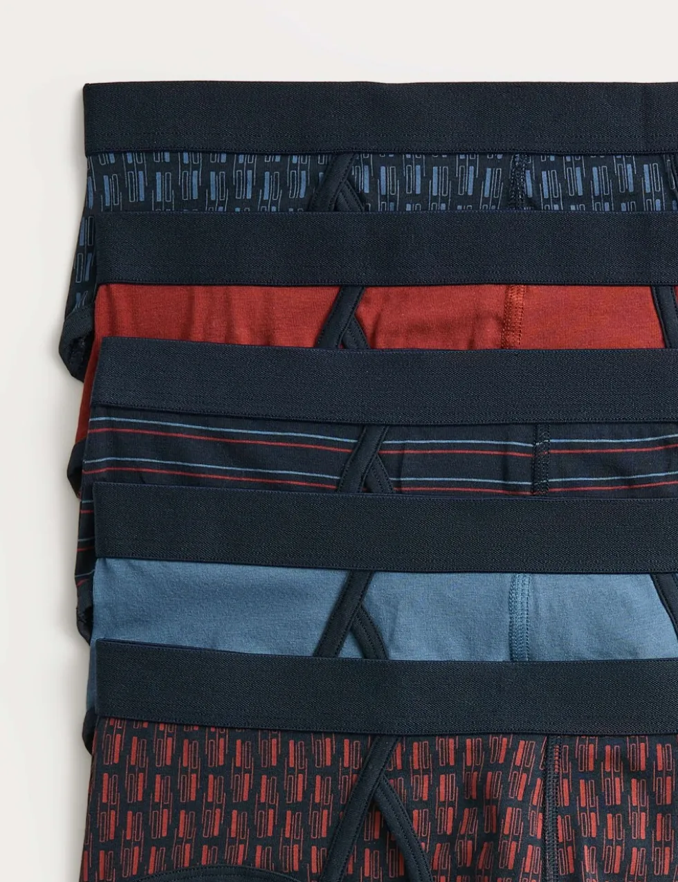 5 Pack Cotton Stretch Tile Print Hipsters